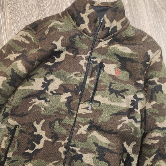 POLO Ralph Lauren Textured Knit Boys Camo Zip Up Size Large - Picture 4 of 8